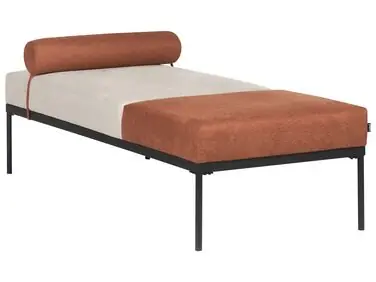 Chaise Longue MALMOS Faux Linen Golden Brown - Living Room