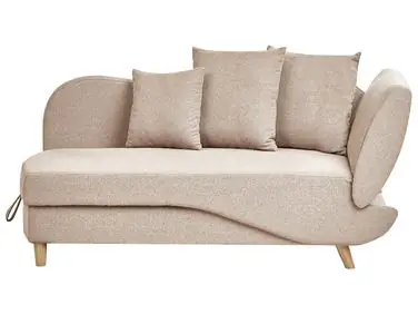 Chaise longue derecho MERI Lino sintético Marrón claro con almacenaje - Sala de estar