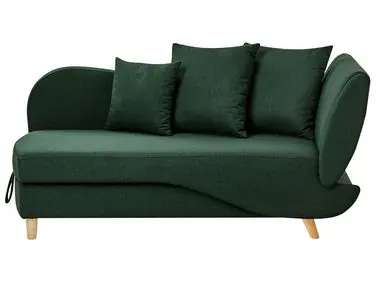 Chaise longue derecho MERI Lino sintético Verde con almacenaje - Sala de estar