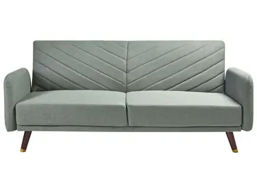Sofa Bed 3 Seater SENJA Faux Linen Light Green - Living Room