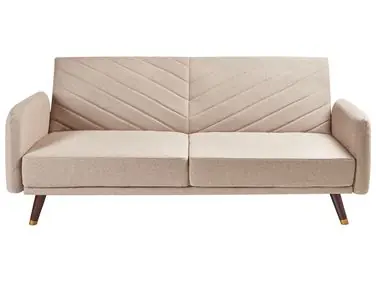 Sofa Bed 3 Seater SENJA Faux Linen Light Brown - Living Room