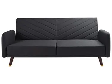 Sofa Bed 3 Seater SENJA Faux Linen Black - Living Room