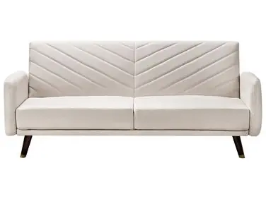 Sofa Bed 3 Seater SENJA Faux Linen Light Beige - Living Room
