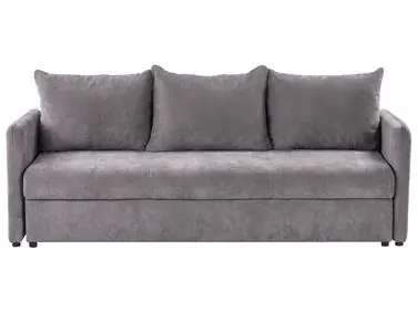 Sofa Bed 3 Seater HOLSEN Chenille Taupe with Storage - Living Room
