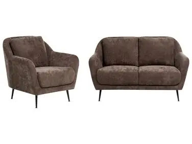 Conjunto de sala de estar 3 plazas EIBY Chenilla Marrón oscuro