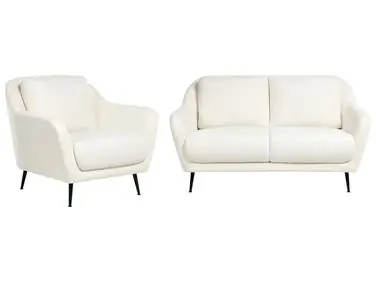 Conjunto de sala de estar 3 plazas EIBY Chenilla Blanco