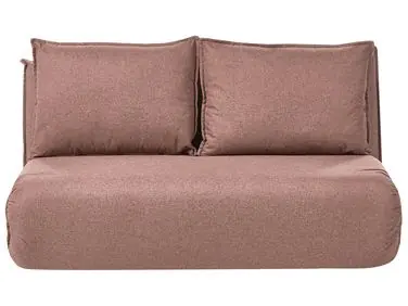 Sofá cama 2 plazas ROROS Lino sintético Marrón - Sala de estar