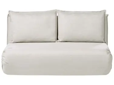 Sofá cama 2 plazas ROROS Lino sintético Blanco crema - Sala de estar
