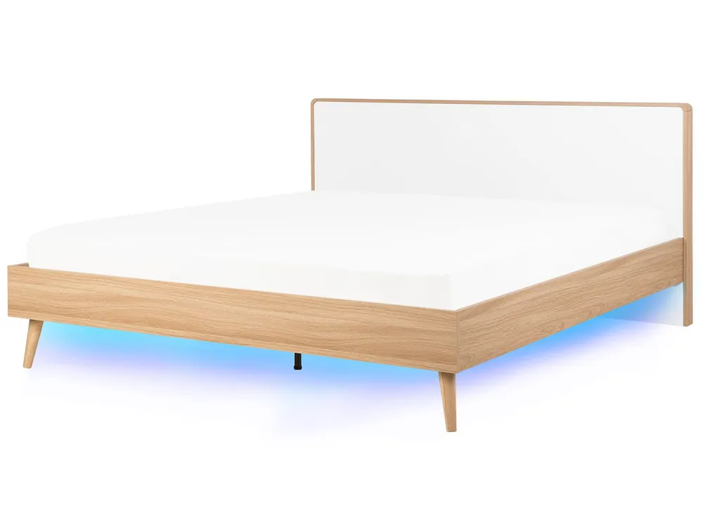 Cama LED SERRIS 180 x 200 cm Marrón claro - Dormitorio