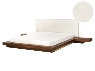 Cama LED Bouclé ZEN 160 x 200 cm LED Fresno marrón - Dormitorio