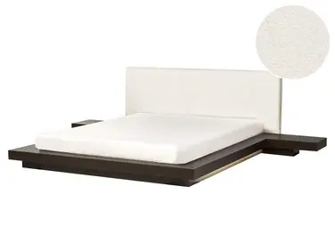 Cama LED Bouclé ZEN 160 x 200 cm LED Fresno oscuro - Dormitorio