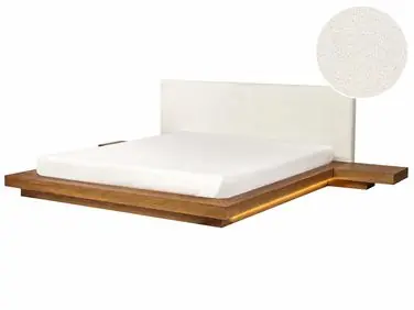 Cama LED Bouclé ZEN 180 x 200 cm LED Fresno natural - Dormitorio
