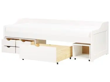 Cama con almacenaje Madera de pino ROYVILLE 90 x 200 cm Blanco - Dormitorio