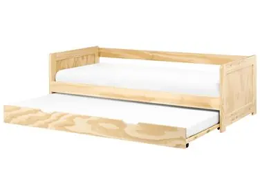 Trundle Bed Pine Wood GRAVELINES 90 x 200 cm (EU Single) Light Brown - Bedroom