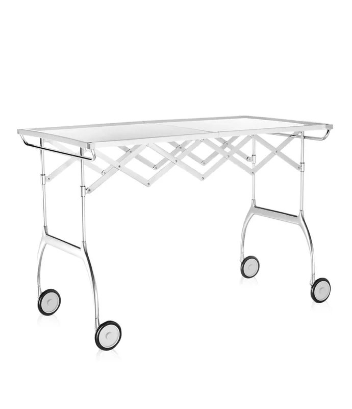 Carrito auxiliar plegable Battista de Kartell blanco o negro/estructura cromada