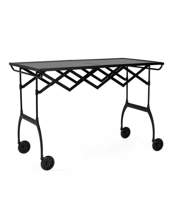 Carrito auxiliar plegable Battista de Kartell blanco o negro mate