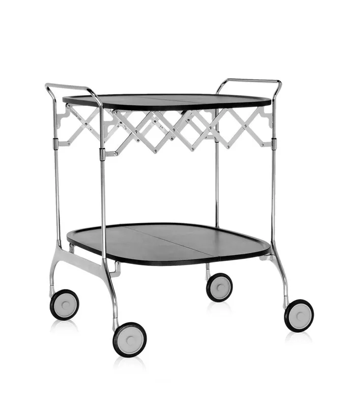 Carrito auxiliar plegable Gastone de Kartell blanco o negro/estructura cromada