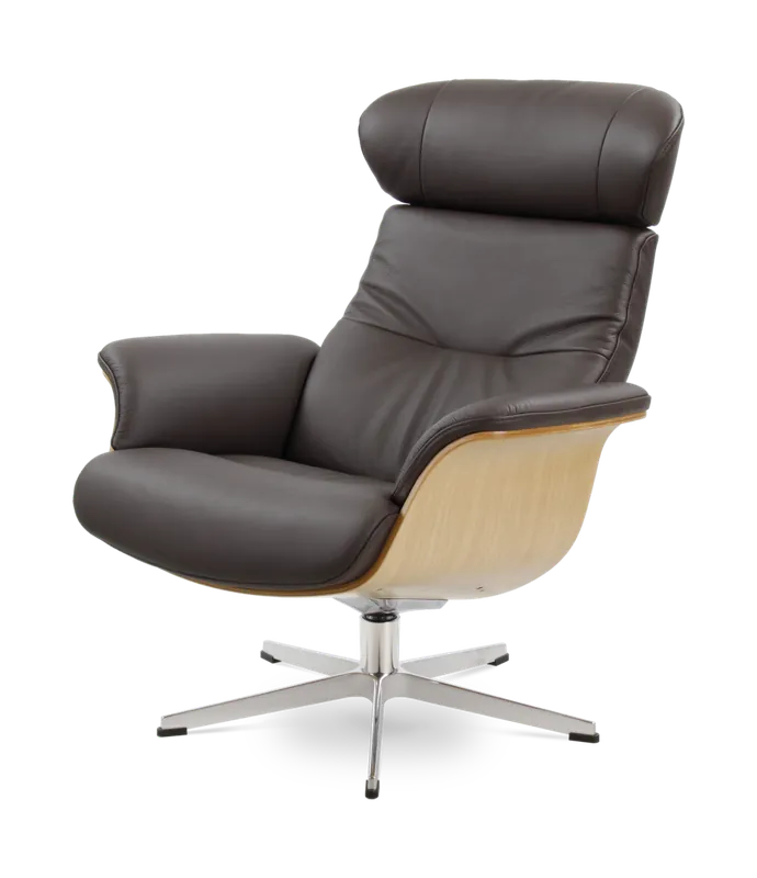 Butaca relax Timeout de madera de roble y piel - PLM Design