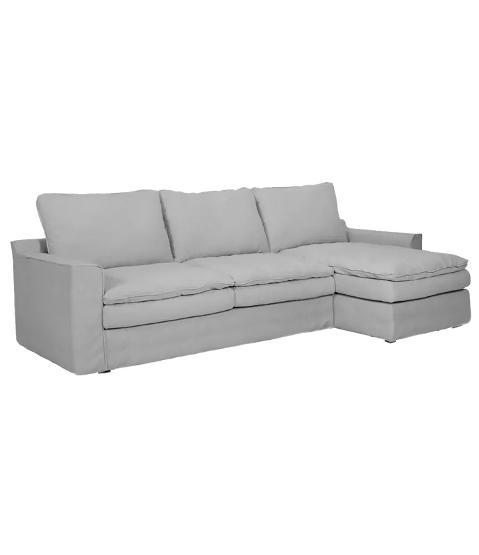 Sofá Kibo 3 plazas chaise longue derecha bardot stone - PLM Design