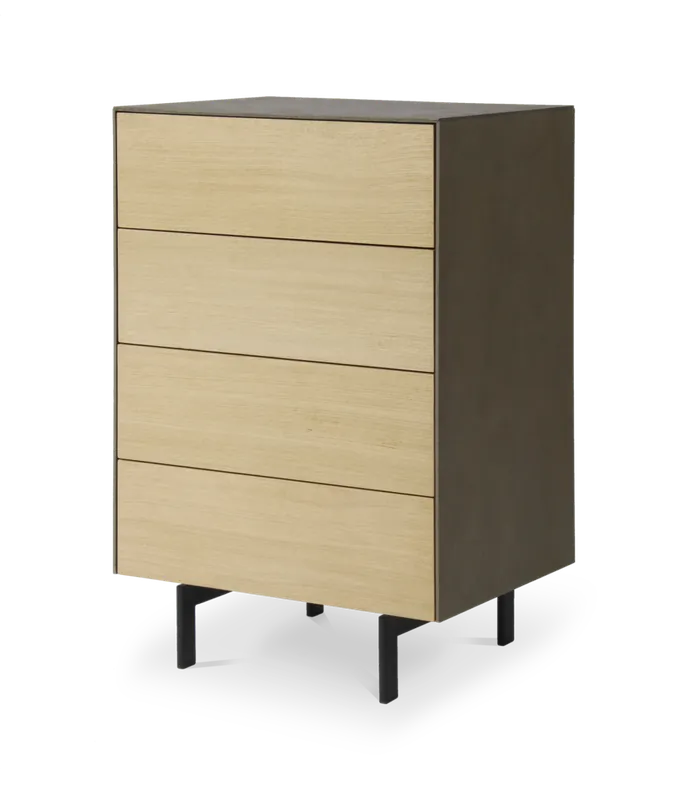 Cajonera Xena de roble chapado y resina de cemento 57 x 45 x 88 cm - PLM Design
