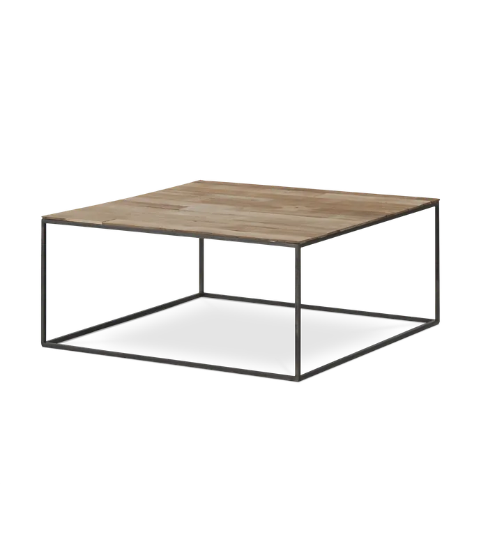 Mesa de centro Cute de teca y acero lacado 80 x 80 x 35 cm - PLM Design