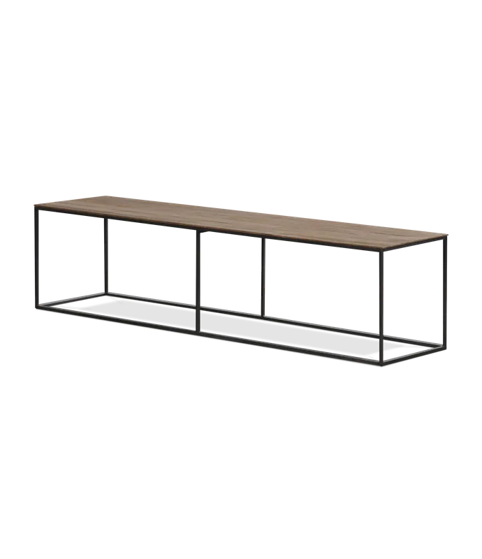 Elemento modular Cute de teca reciclada y acero lacado negro 160 x 40 x 40 cm - PLM Design