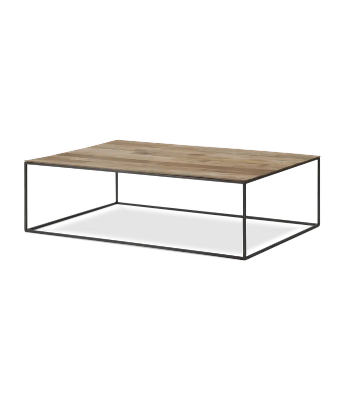 Mesa de centro Cute de teca y acero lacado negro 120 x 80 x 35 cm - PLM Design