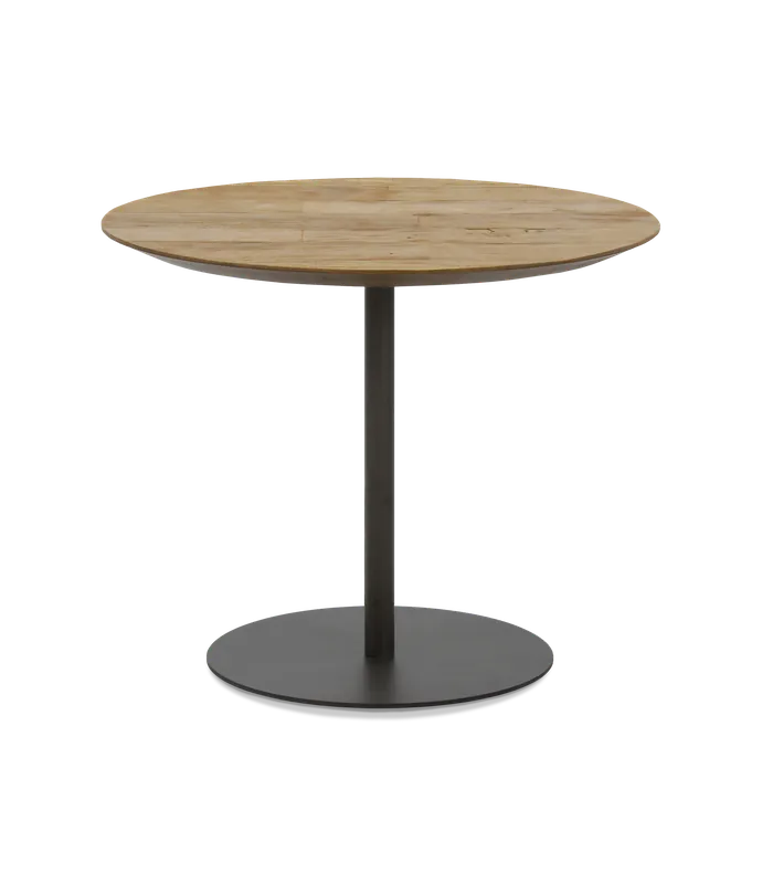 Mesa auxiliar redonda Cute de teca reciclada y acero lacado negro 55 x 45 cm - PLM Design
