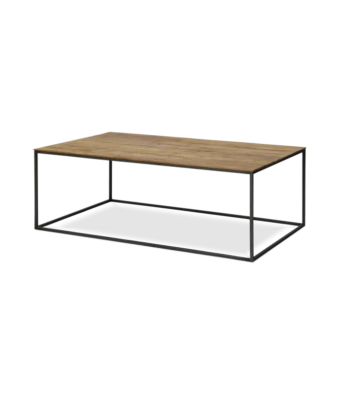 Mesa de centro Cute de teca y acero lacado negro 100 x 60 x 36 cm - PLM Design