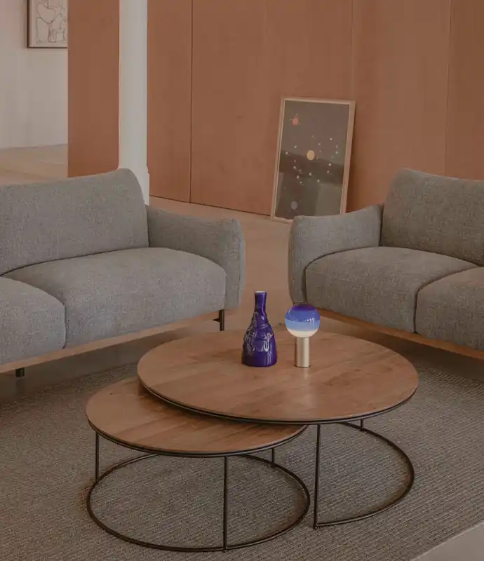 Set de 2 mesas de centro Juso Ø 100 x 35 cm y Ø 75 x 31 cm de teca - PLM Design
