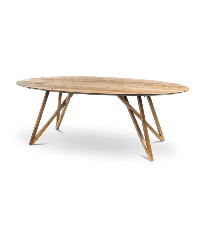 Mesa oval Spider teca reciclada maciza 220 x 120 x 75 cm - PLM Design