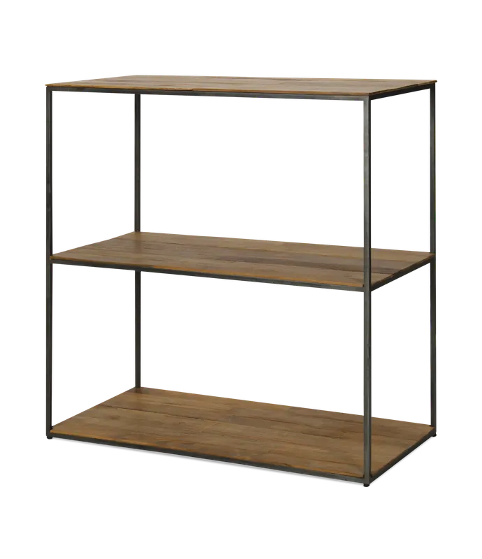 Estantería Cute de teca reciclada y acero lacado negro - PLM Design