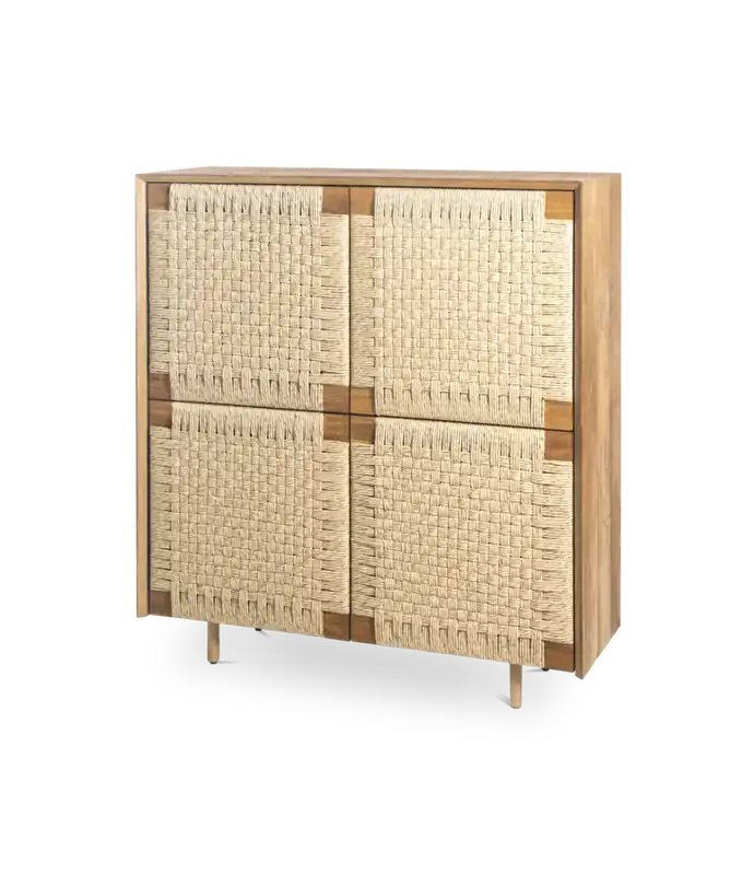 Aparador Virotec viro y teca maciza 4 puertas 128 x 45 x 138 cm - PLM Design