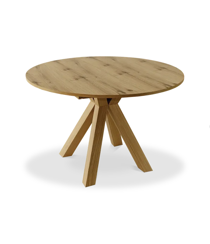 Mesa extensible redonda Iris roble nudoso natural, tostado o viejo - PLM Design