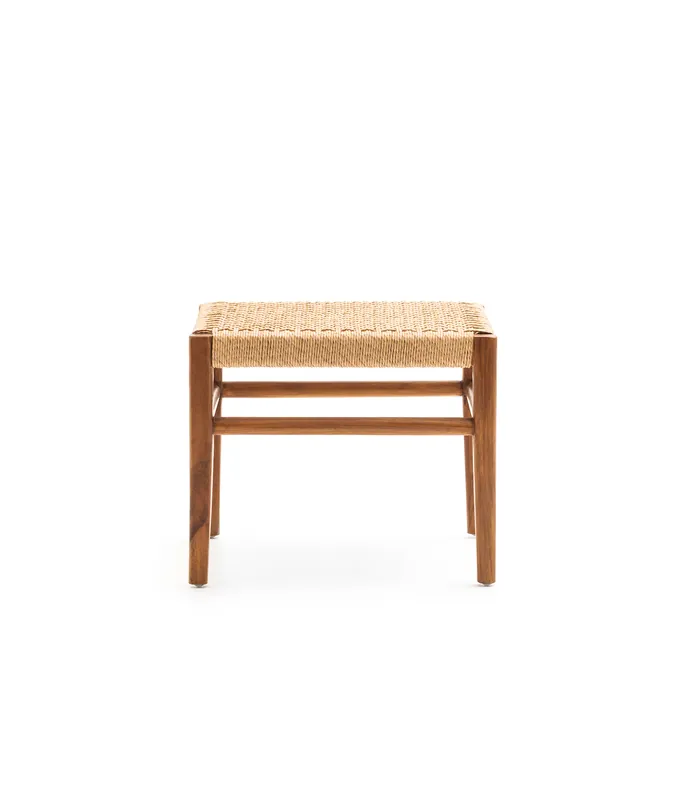 Mesa auxiliar Dean de teca maciza y ratán 50 x 50 x 42 cm - PLM Design