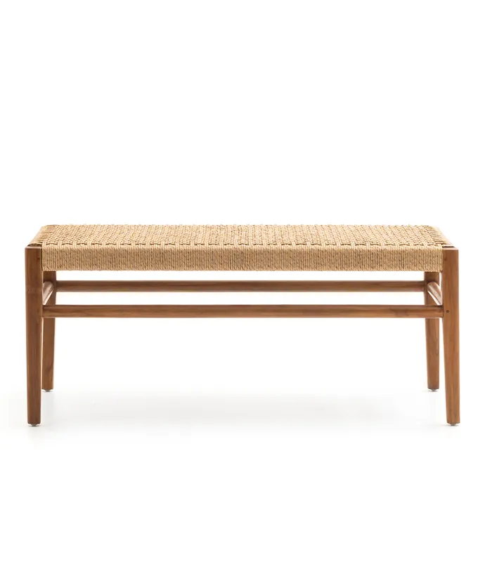 Mesa de centro Dean de teca maciza y ratán 100 x 50 x 42 cm - PLM Design