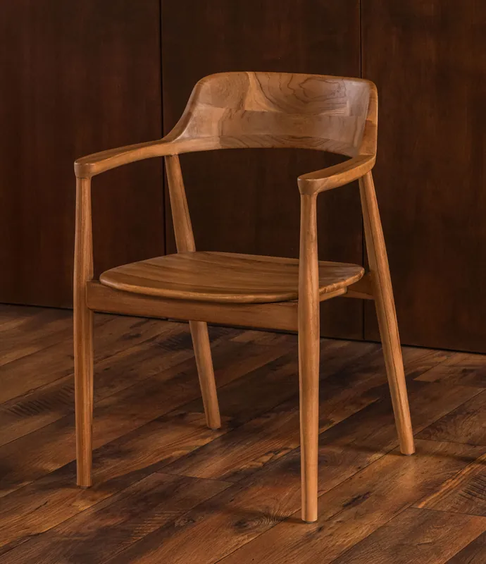 Silla con reposabrazos Hite de teca maciza - PLM Design