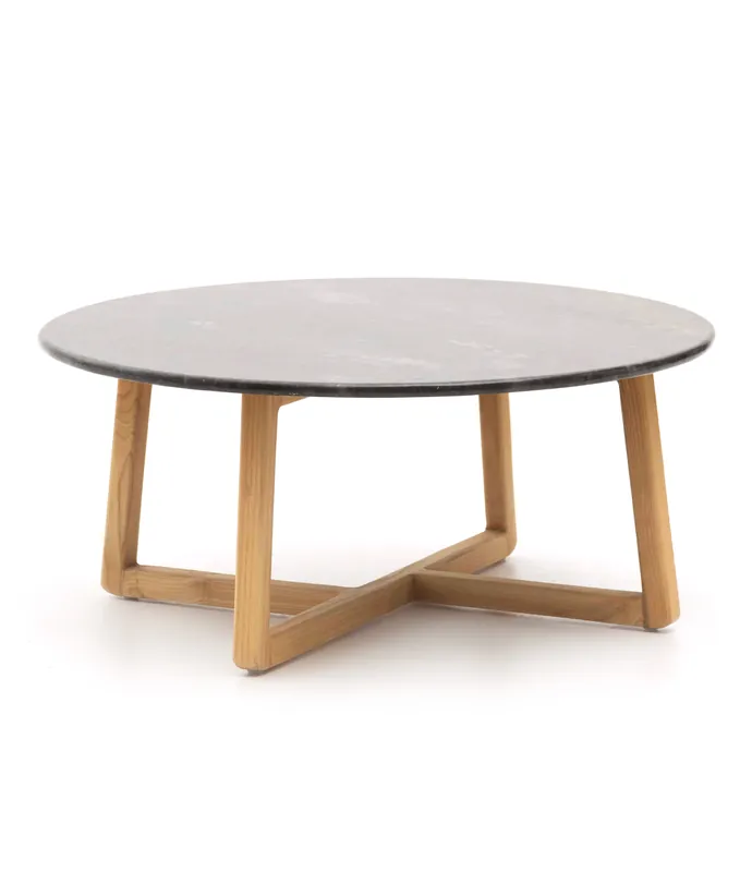 Mesa auxiliar Petra de mármol y sungkai Ø90 x 40 cm - PLM Design