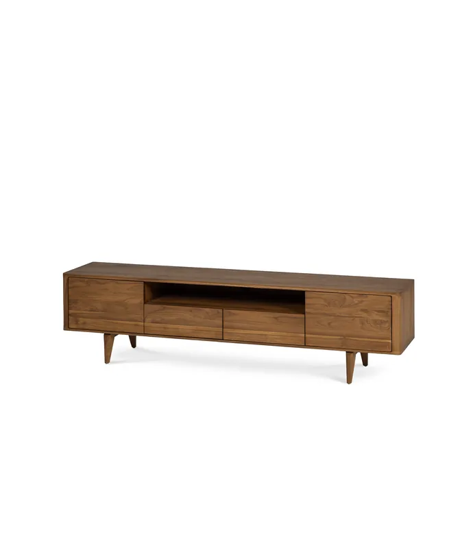 Mueble TV Etna 2 puertas, 2 cajones, 1 espacio de teca maciza 180 x 40 x 46 cm - PLM Design