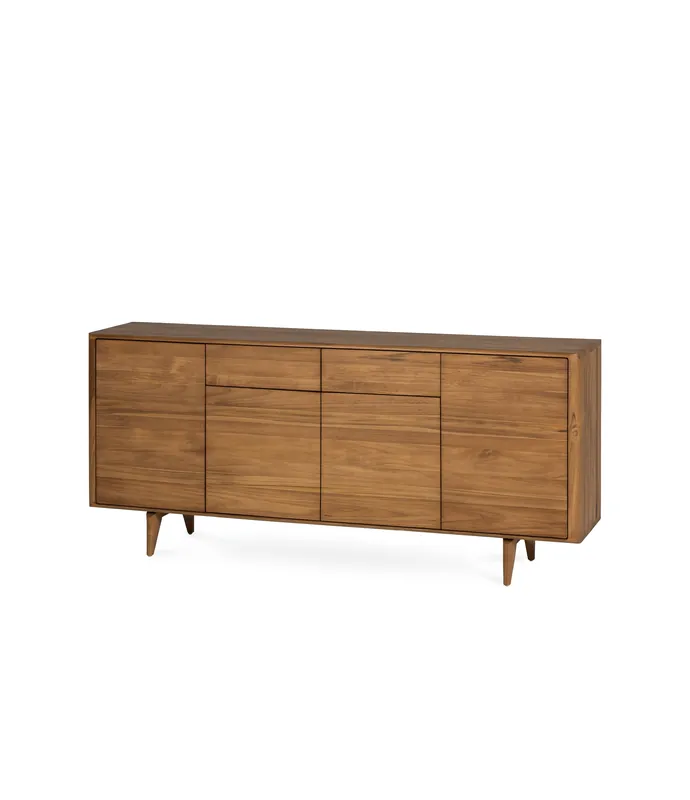 Aparador Etna 4 puertas, 2 cajones de teca maciza 180 x 40 x 78 cm - PLM Design