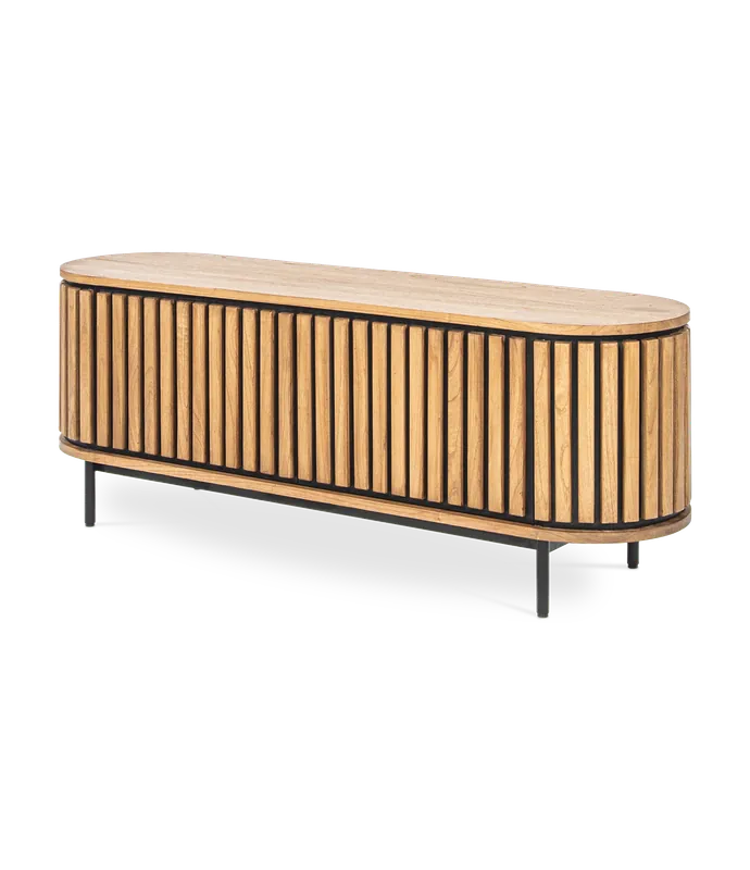 Aparador bajo oval Lines mindi macizo 150x42x55 cm - PLM Design