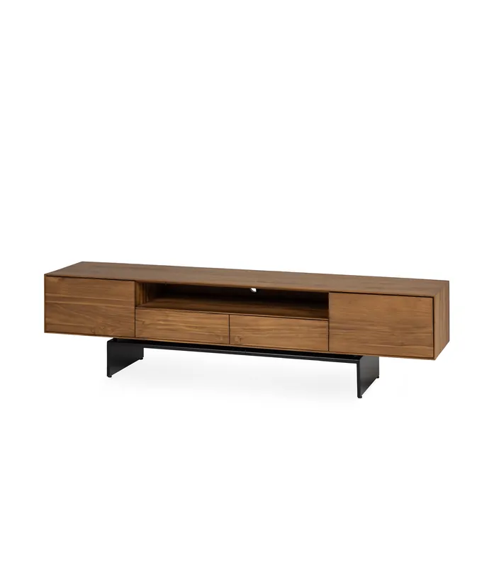 Mueble TV Teide 2 puertas, 2 cajones, 1 espacio teca y acero 200 x 45 x 51 cm - PLM Design
