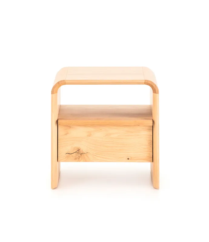 Mesita de noche Kurve de roble 45 x 40 x 45 cm - PLM Design