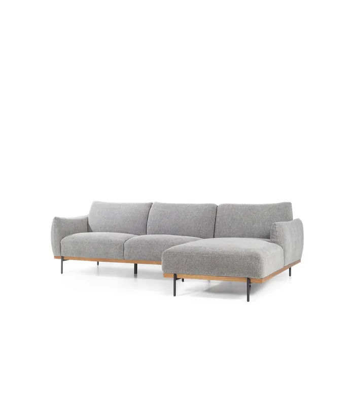 Sofá Lyon 3 plazas chaise longue derecha tapizado gris - PLM Design