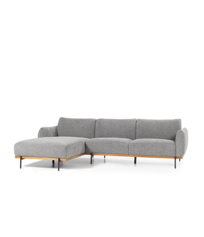 Sofá Lyon 3 plazas chaise longue izquierda tapizado gris - PLM Design