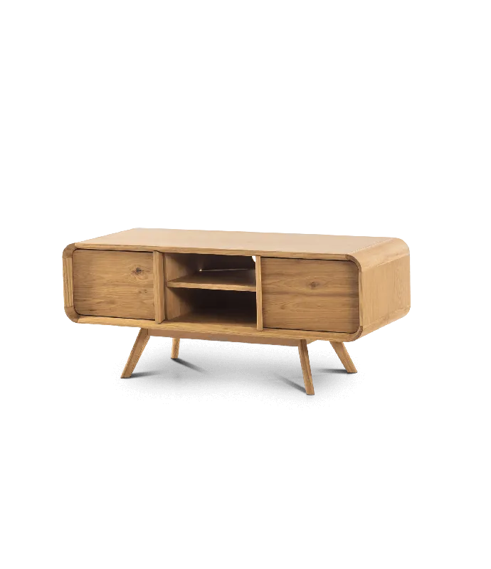Mueble TV Kurve de roble 2 puertas correderas 120 x 45 x 50 cm - PLM Design