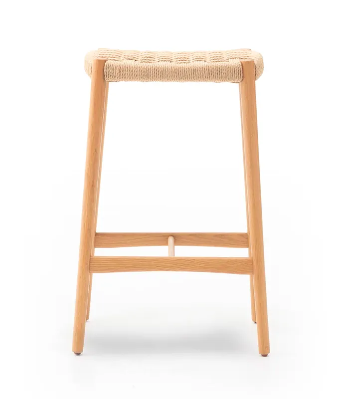 Taburete Lauta de roble macizo y loom natural - PLM Design