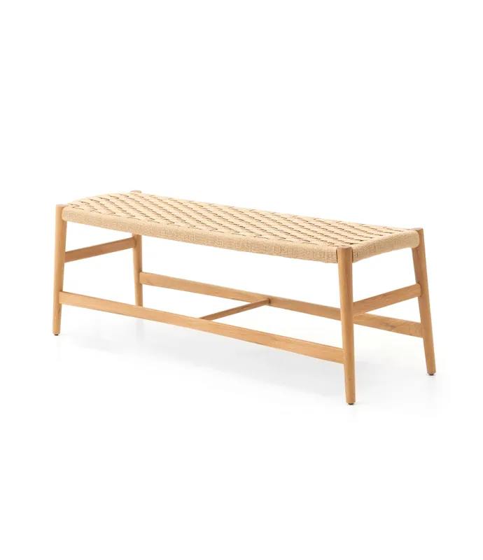 Banco Lauta de roble macizo y loom natural - PLM Design