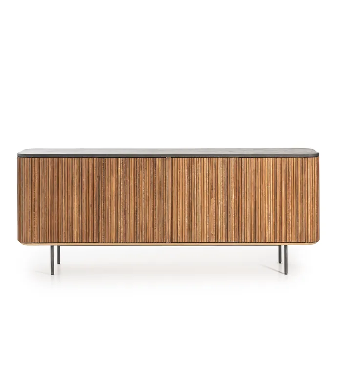 Aparador Kirei de teca reciclada y microcemento 200 x 45 x 80 cm - PLM Design