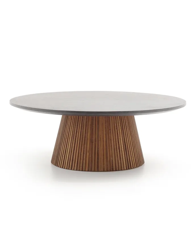 Mesa de centro Kirei de teca reciclada y microcemento Ø100 x 30 cm - PLM Design